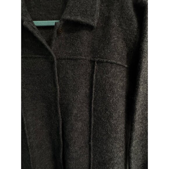 Karen Scott Womens Pure Wool Cardigan Jacket Made In Australia Button Front Dark - Picture 10 of 13